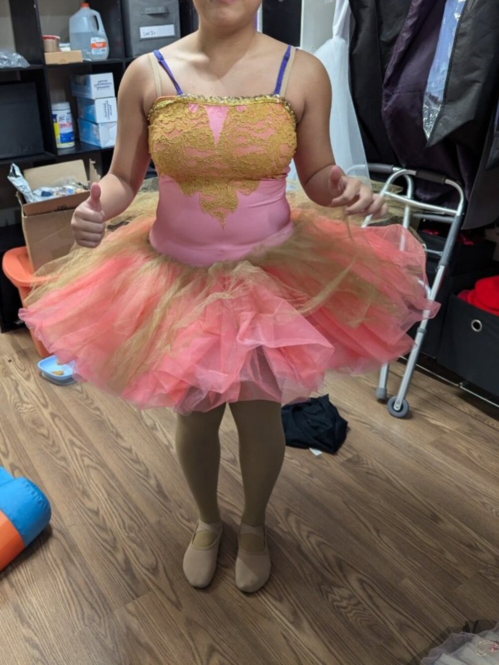 A Wish Come True Pink & Gold Ballet Dance Costume Adult Medium Tutu